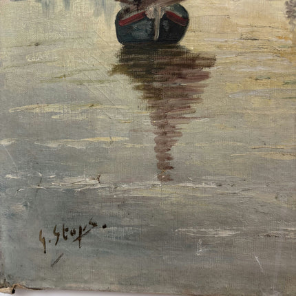 19th Century Antique Seascape Oil Painting "Sailing Boat" Large Art Holland Art Shop