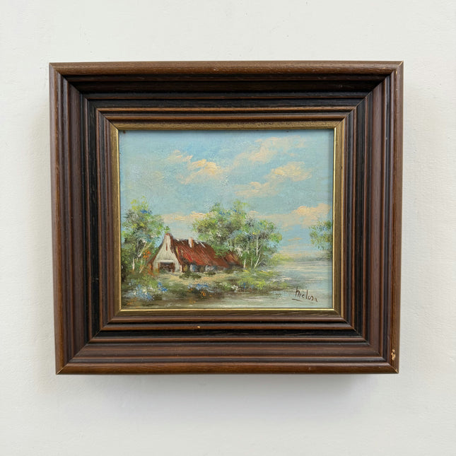 Handcrafted Landscape Oil Painting "Thatched Cottage" Traditional Small Art Holland Art Shop