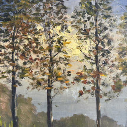 Traditional Landscape Oil Painting "Tall Trees" Handcrafted Small Artwork Holland Art Shop