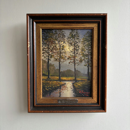 Traditional Landscape Oil Painting "Tall Trees" Handcrafted Small Artwork Holland Art Shop