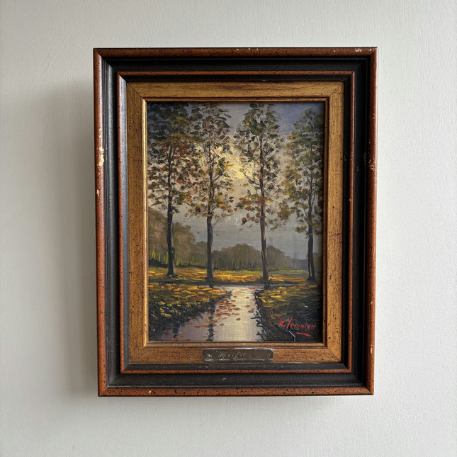 Traditional Landscape Oil Painting "Tall Trees" Handcrafted Small Artwork Holland Art Shop