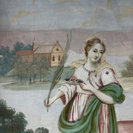 Antique Portrait Egg Tempera "Standing Woman" Original Small Artwork Holland Art Shop