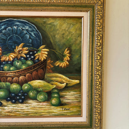 Figurative Oil Painting Still Life "Fruit Basket" Antique Medium Art Holland Art Shop
