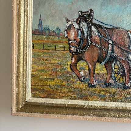 Traditional Farm Oil Painting "Horse Cart" Refined Art Holland Art Shop