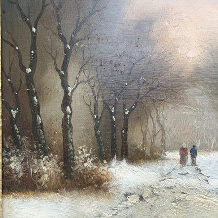 Original Winter Landscape Oil Painting "Gilded Frame" Expressive Artwork Holland Art Shop