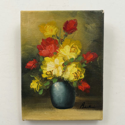 Classic Floral Still Life Oil Painting "Yellow Roses" Authentic Small Artwork Holland Art Shop