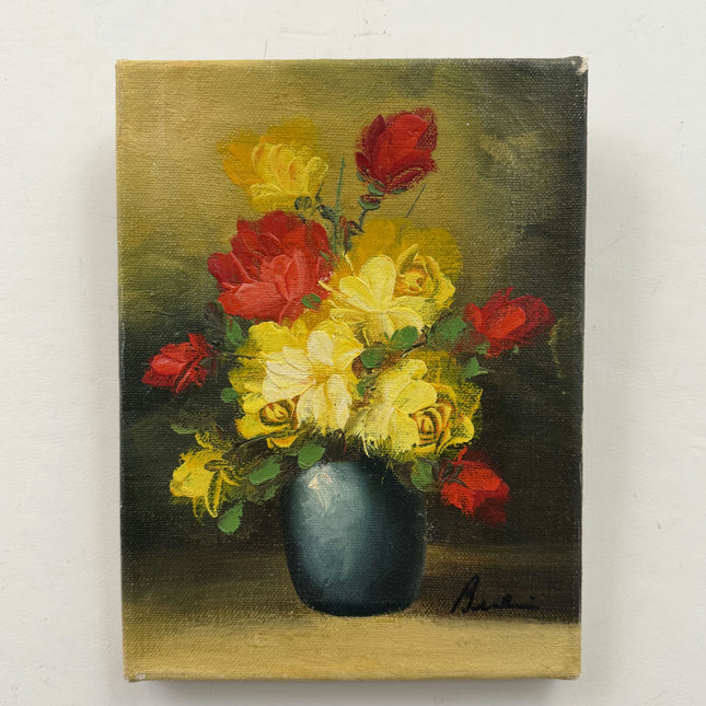 Classic Floral Still Life Oil Painting "Yellow Roses" Authentic Small Artwork Holland Art Shop