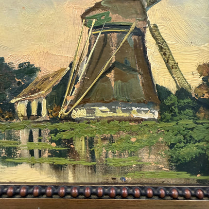 Authentic Landscape Oil Painting "Thatched Windmill" Rustic Small Art Holland Art Shop