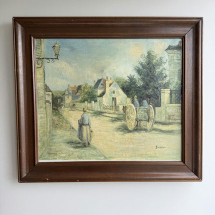 Authentic Cityscape Oil Painting "Woman Walking" Detailed Large Artwork Holland Art Shop