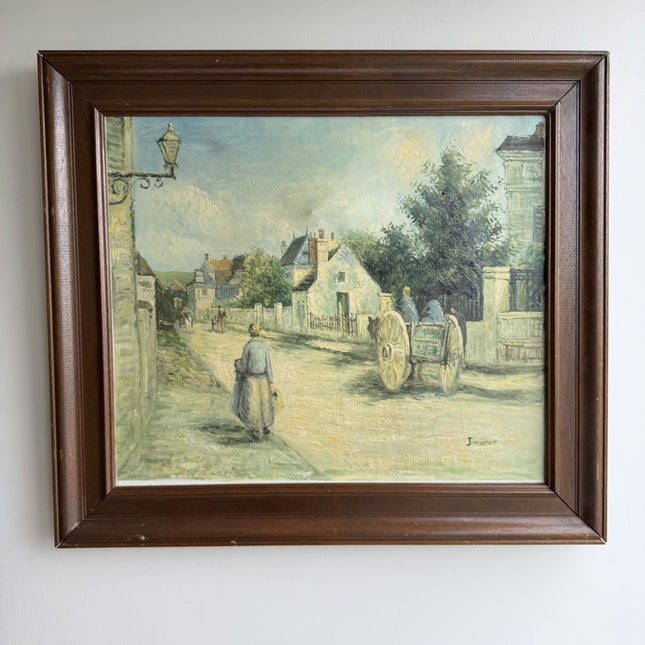 Authentic Cityscape Oil Painting "Woman Walking" Detailed Large Artwork Holland Art Shop