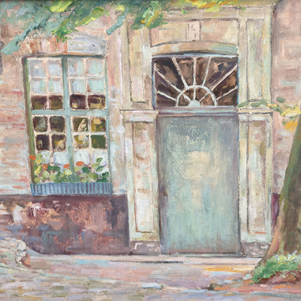 Original Cityscape Oil Painting "Wooden Door" Authentic Artwork Holland Art Shop