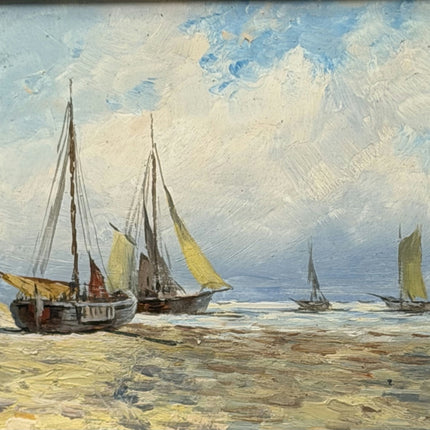 Rustic Seascape Oil Painting "Sailing Boat" Elegant Small Artwork Holland Art Shop