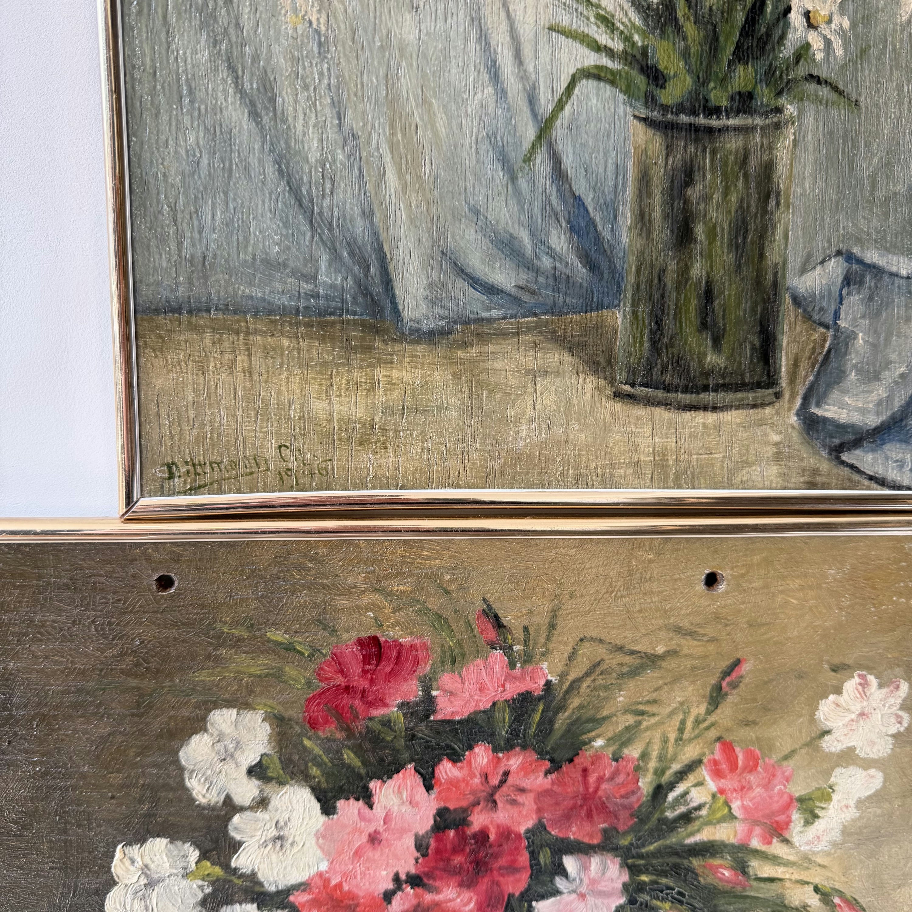 Detailed Flowery Still Life Oil Painting 