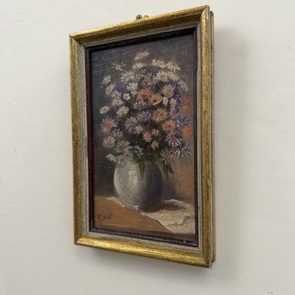 Vintage Flowery Still Life Oil Painting "Flower Vase" Handcrafted Small Artwork Holland Art Shop