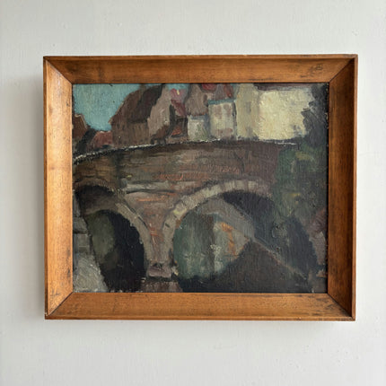 Original Cityscape Oil Painting "Wooden Frame" Detailed Small Art Holland Art Shop
