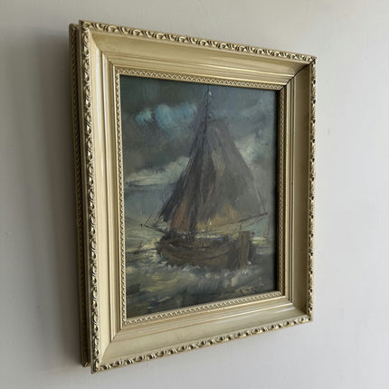 Expressive Seascape Oil Painting "Sailing Boat" Timeless Small Art Holland Art Shop
