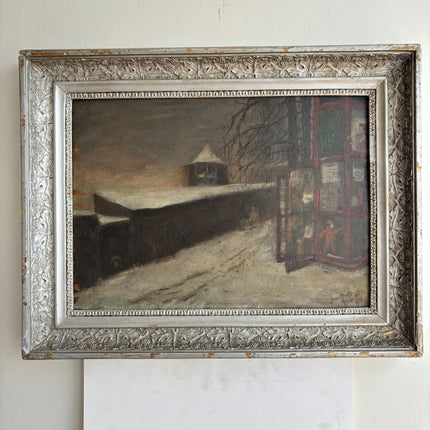 Elegant Cityscape Oil Painting "Silver Frame" Vintage Artwork Holland Art Shop