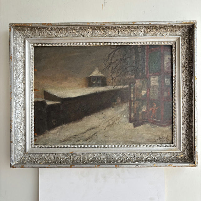 Elegant Cityscape Oil Painting "Silver Frame" Vintage Artwork Holland Art Shop