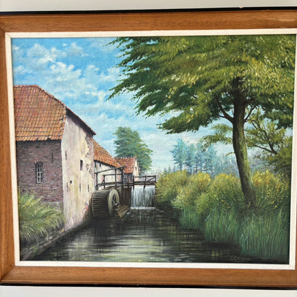 Original Landscape Oil Painting "Watermill Wheel" Traditional Artwork Holland Art Shop