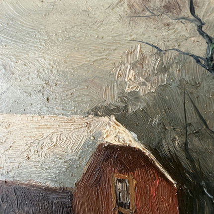 Authentic Interior Oil Painting "Snowy Barn" Original Small Artwork Holland Art Shop