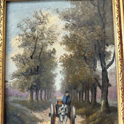 Vintage Landscape Oil Painting "Worn Frame" Refined Small Artwork Holland Art Shop