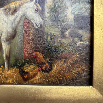 Authentic Animals Oil Painting "White Horse" Handcrafted Small Art Holland Art Shop