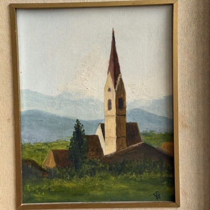 Timeless Scenery Oil Painting "Church Spire" Handcrafted Small Art Holland Art Shop