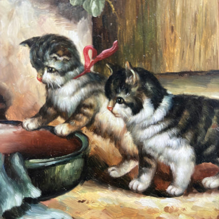Expressive Animals Oil Painting "Playful Kittens" Classic Small Artwork Holland Art Shop