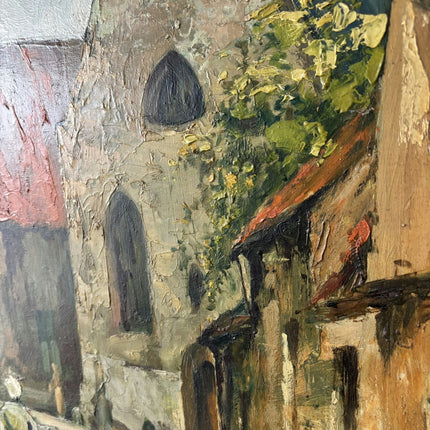 Authentic Oil Painting Cityscape "Church Steeple" Intriguing Large Artwork Holland Art Shop