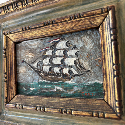 Authentic Seascape Oil Painting "Sailing Ship" Refined Dutch Art Holland Art Shop