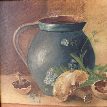 Around 1920 Refined Still Life Oil Painting "Blue Pitcher" Handcrafted Holland Art Shop