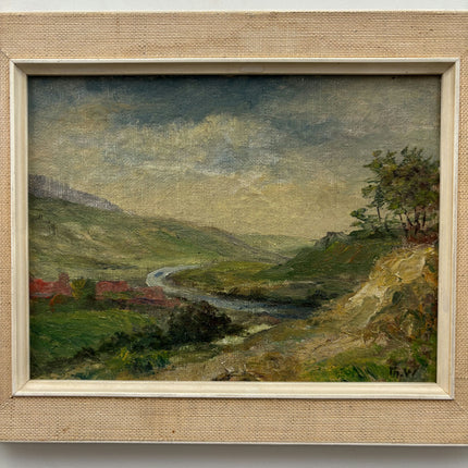 Elegant Landscape Oil Painting "Winding River" Authentic Small Art Holland Art Shop