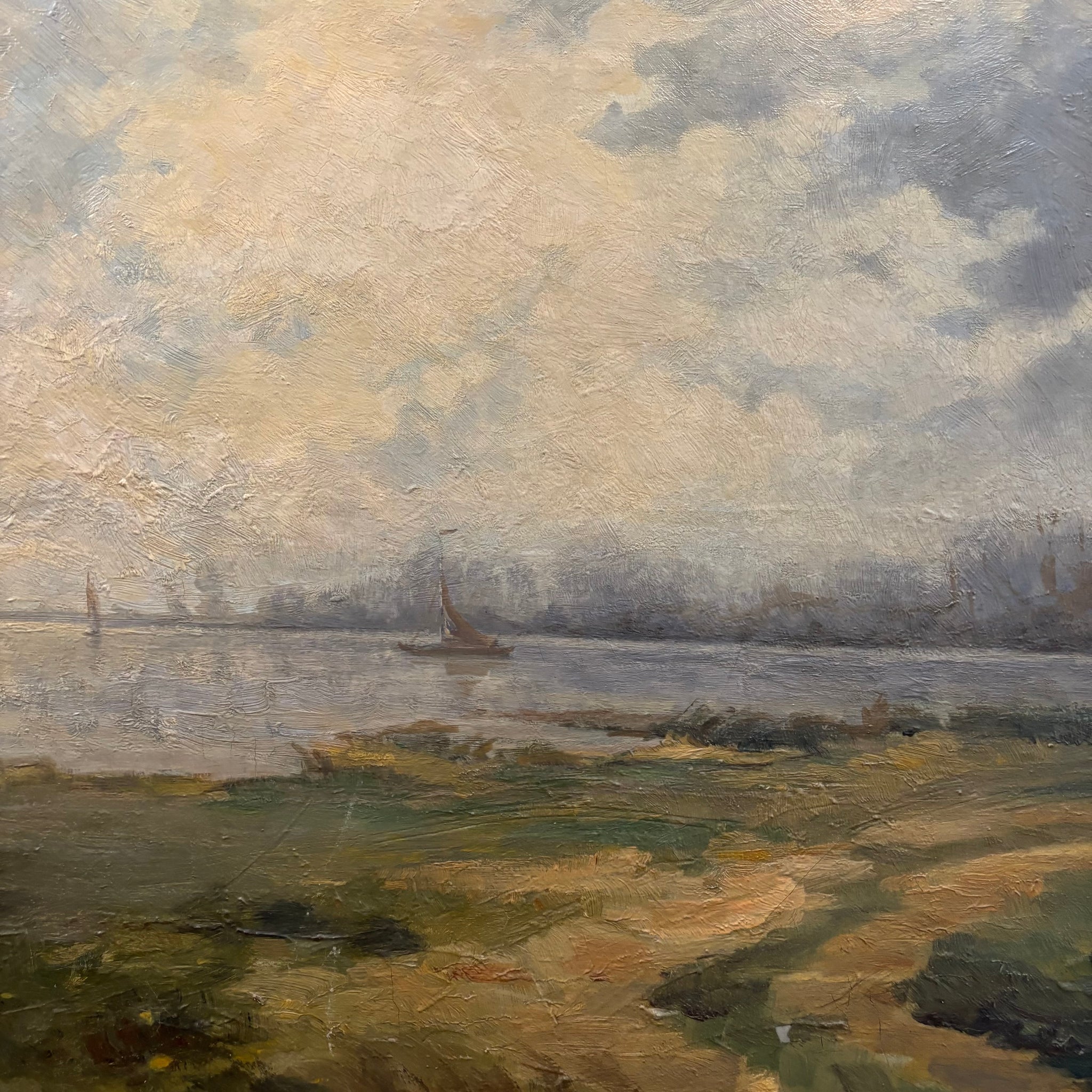 Large seascape oil painting year 1930. Sizing 115 x 89 cm