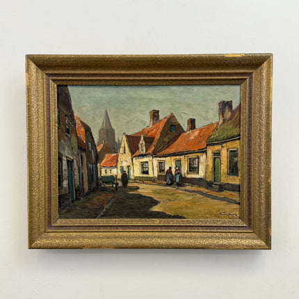 Refined Cityscape Oil Painting "Tiled Roofs" Handcrafted Artwork Holland Art Shop