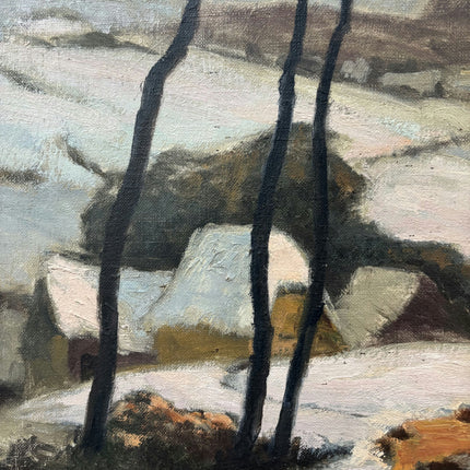 19th Century Antique Winter Landscape Oil Painting "Snowy Hills" Large Art Holland Art Shop