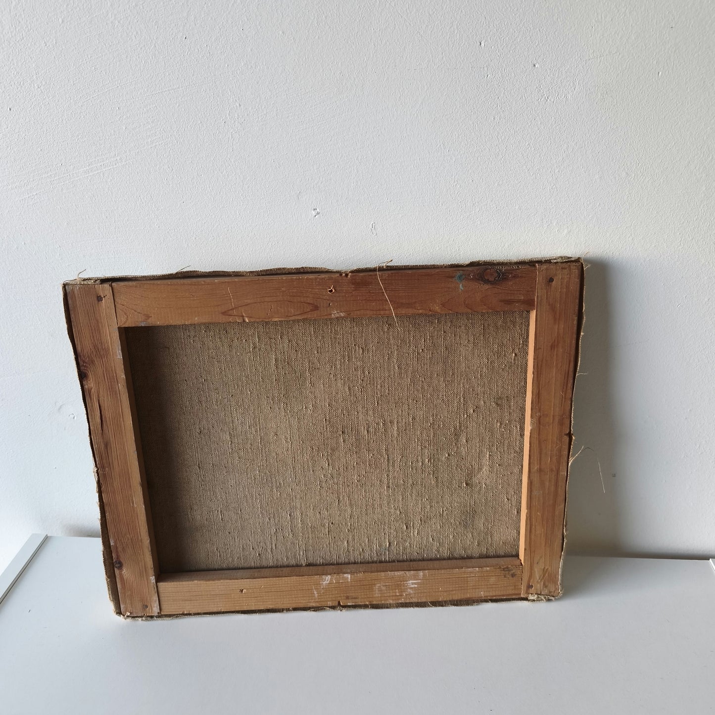 20th Century Blue Vase Red Yellow White Wildflowers Oil Painting Vintage