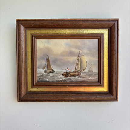 Timeless Seascape Oil Painting "Sailing Boats" Expressive Small Artwork Holland Art Shop