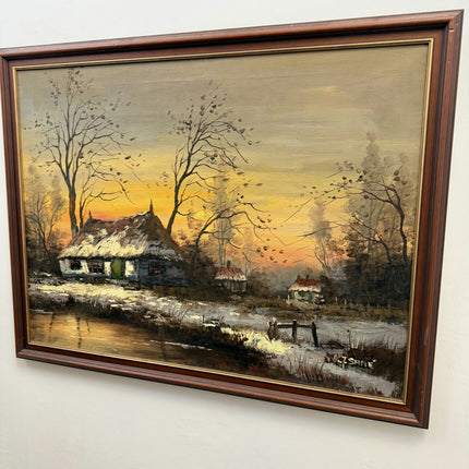 Handcrafted Farm Oil Painting "Thatched Cottage" Classic Large Art Holland Art Shop