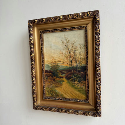 1929 Landscape Oil Painting "Country Path" Small Artwork Holland Art Shop