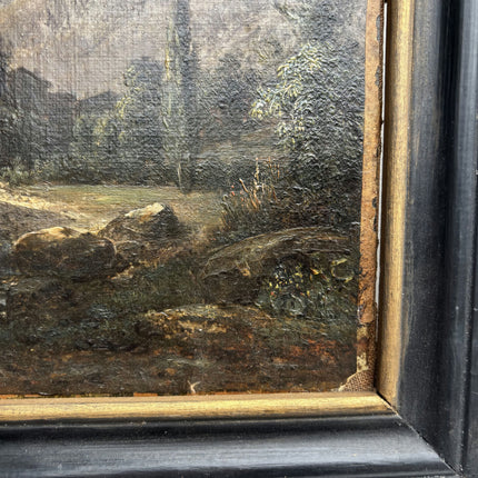 19th Century Antique Landscape Oil Painting "Wooded Valley" Small Art Holland Art Shop