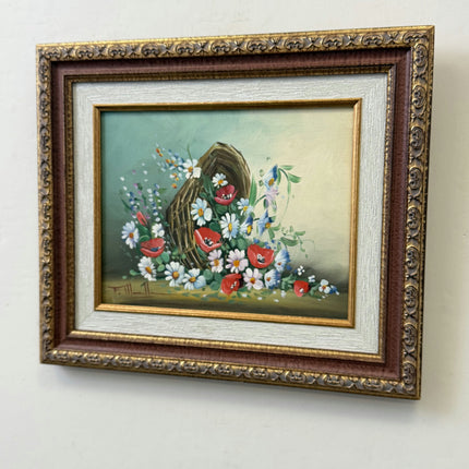 Handcrafted Floral Still Life Oil Painting "Flower Basket" Traditional Small Art Holland Art Shop
