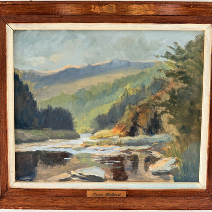 Wonderful Oil Painting Plein Air Landscape "Mountain River" Authentic Small Art