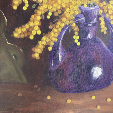 Expressive Floral Still Life Oil Painting "Purple Vase" Elegant Artwork Holland Art Shop
