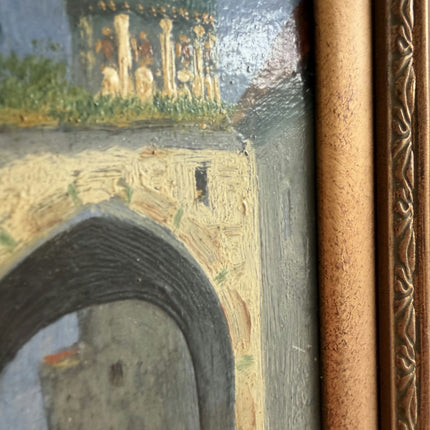 Handcrafted Cityscape Oil Painting "Ornate Frame" Rustic Small Art Holland Art Shop