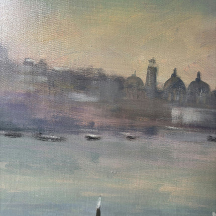 Traditional Harbor Scene Oil Painting "Rowing Boats" Authentic Large Artwork Holland Art Shop
