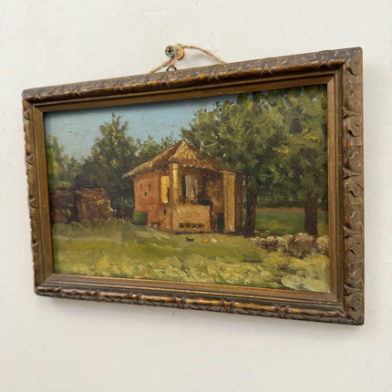 Detailed Landscape Oil Painting "Thatched Cottage" Classic Small Artwork Holland Art Shop