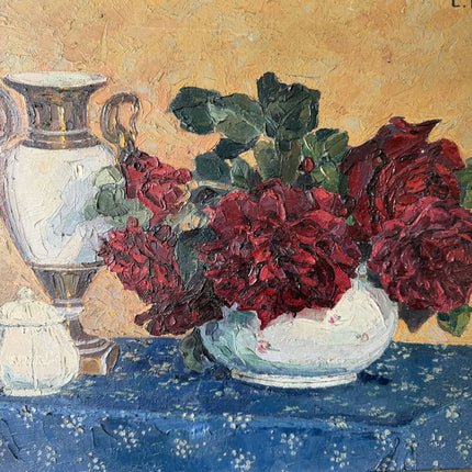 Refined Interior Oil Painting "Red Roses" Authentic Art Holland Art Shop