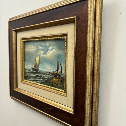 Expressive Seascape Oil Painting "Sailing Boat" Rustic Spanish  Art Holland Art Shop