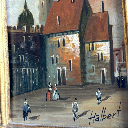 Original Cityscape Oil Painting "Gilded Frame" Authentic Small Artwork Holland Art Shop
