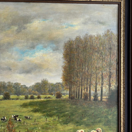 Detailed Landscape Oil Painting "Grazing Cows" Expressive Dutch Artwork Holland Art Shop